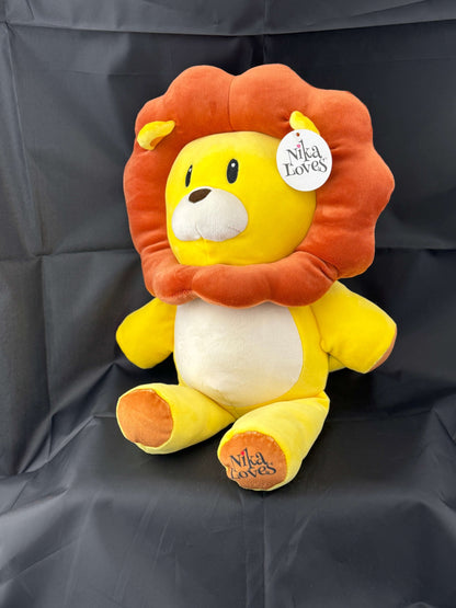 18" Leo the Lion plush stuffed animal with vibrant yellow body and brown mane, featured in the "Nika Loves" book series.