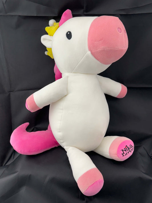 Princess Elena 18" plush stuffed unicorn with a pink mane, golden crown, and soft fabric from the Nika Loves series