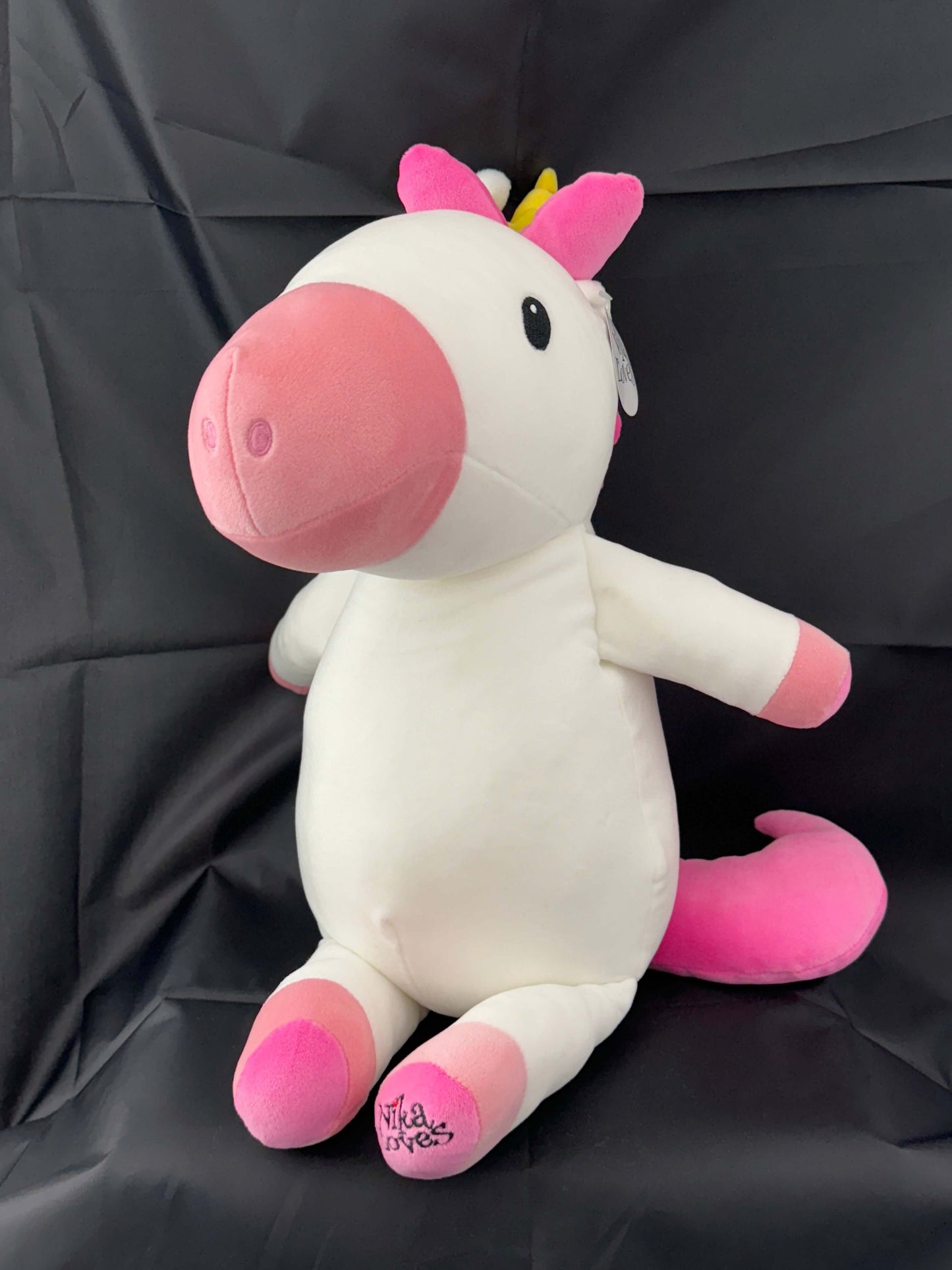 18" Princess Elena unicorn plush stuffed animal with golden crown, pink mane, and soft fabric from Nika Loves series.