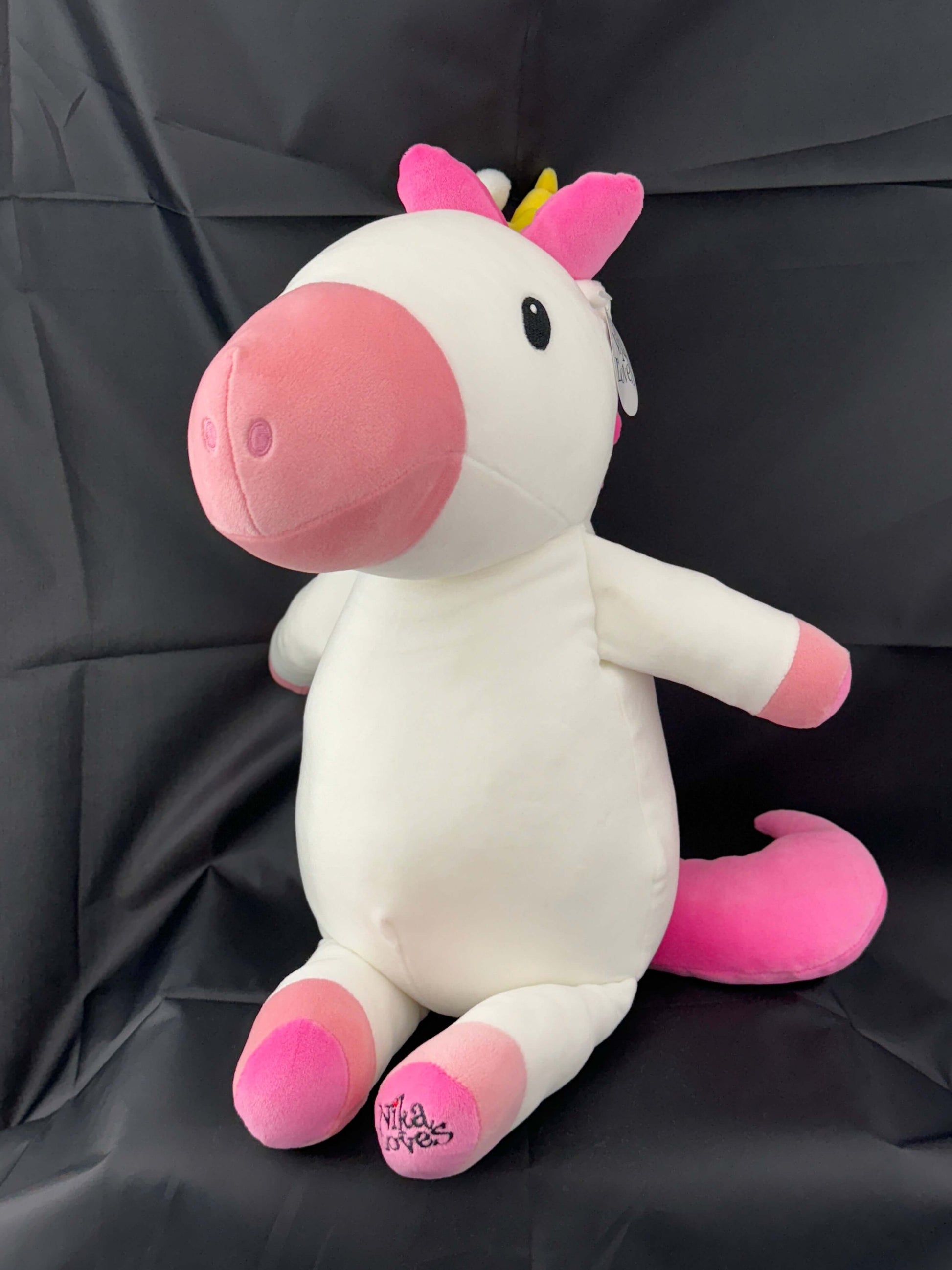 18" Princess Elena unicorn plush stuffed animal with golden crown, pink mane, and soft fabric from Nika Loves series.